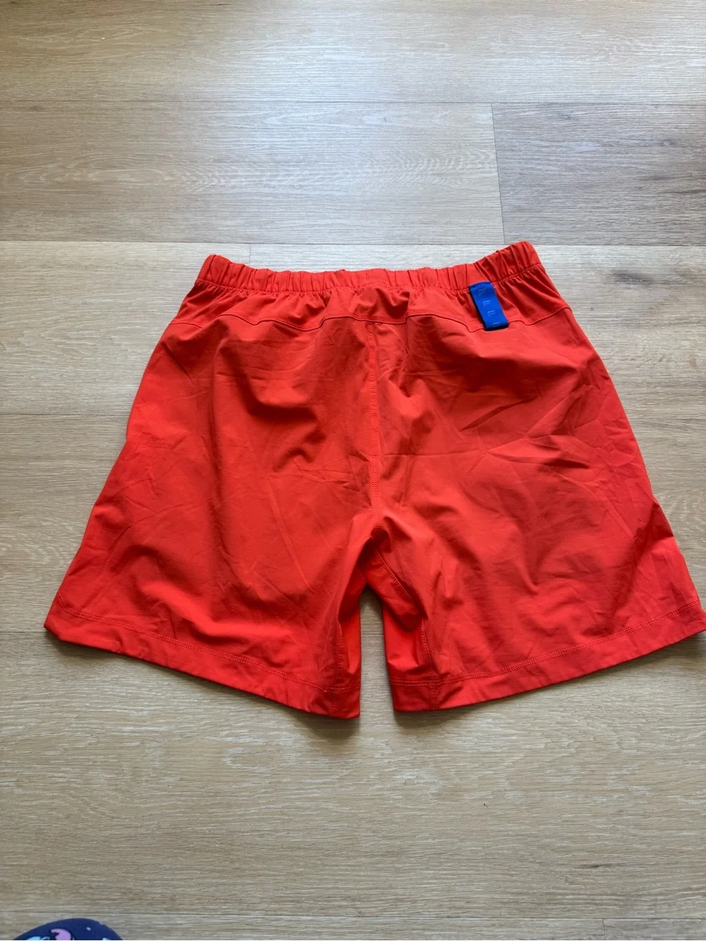 Fabletics Men's Orange Swim Trunks with Blue Drawcord